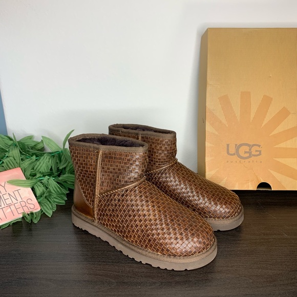 UGG Shoes - Ugg women’s classic mini woven cognac leather